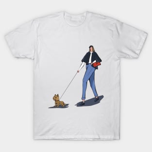 Girl and Dog Walking T-Shirt